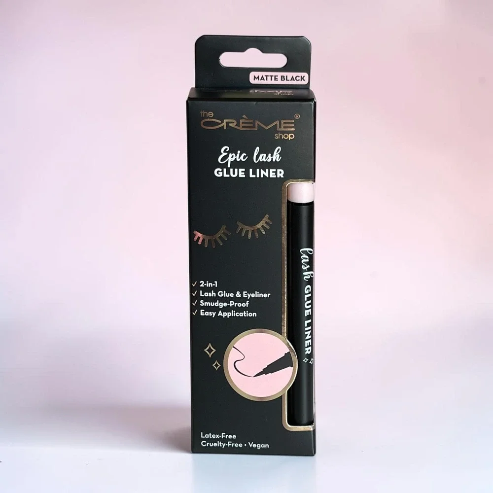 The Crème Shop 2-in-1 Epic Lash Glue Eyeliner Matte Black New Smudge-Proof